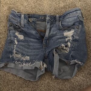 American Eagle Outfitters Blue Distressed Denim Shorts